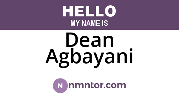 Dean Agbayani