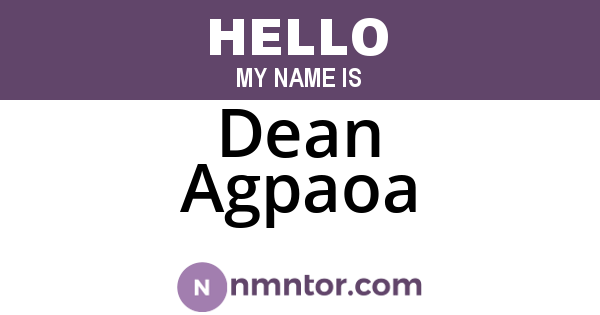 Dean Agpaoa