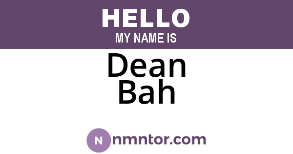 Dean Bah