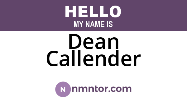 Dean Callender
