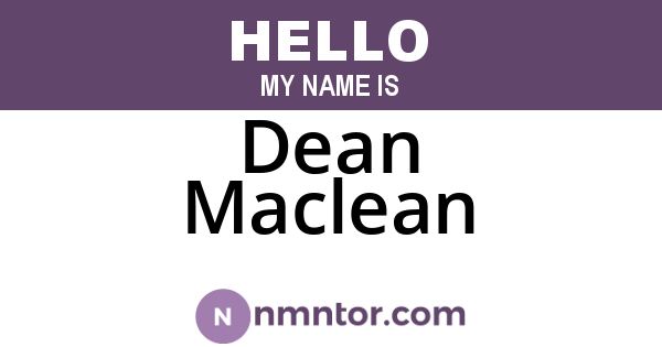 Dean Maclean