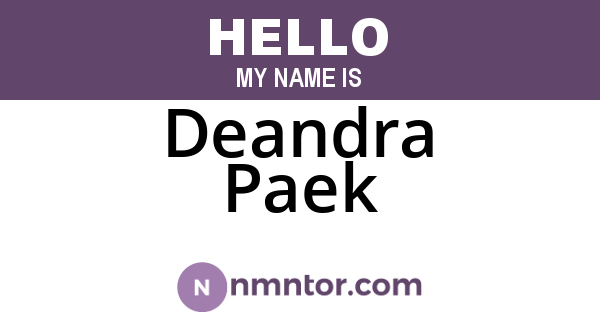Deandra Paek