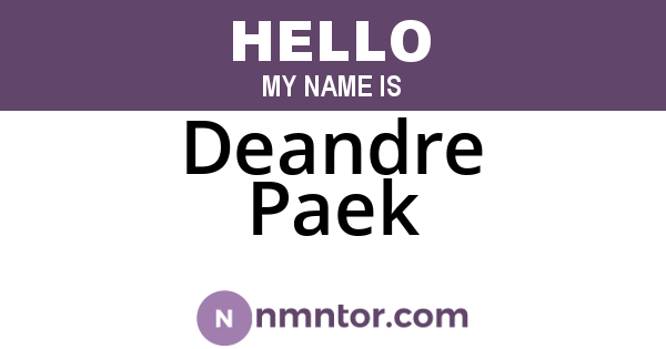 Deandre Paek