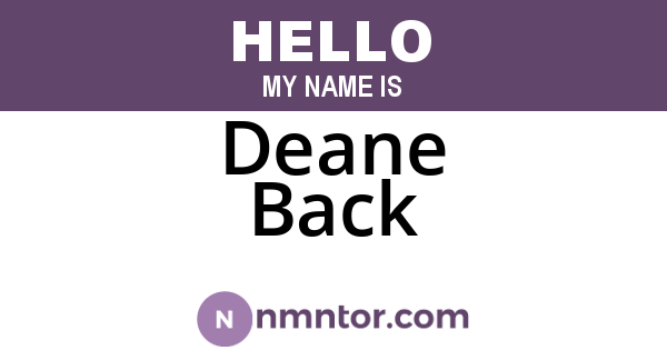Deane Back