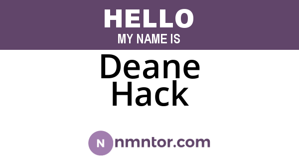 Deane Hack