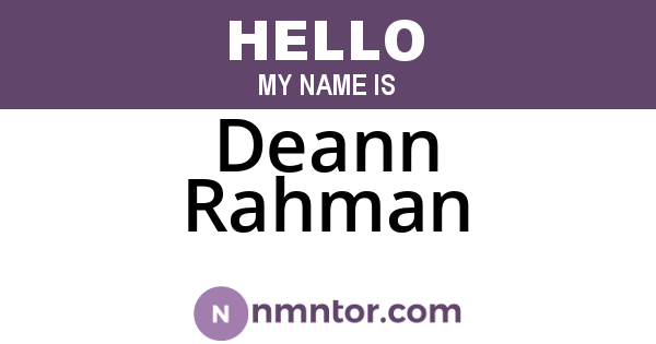 Deann Rahman