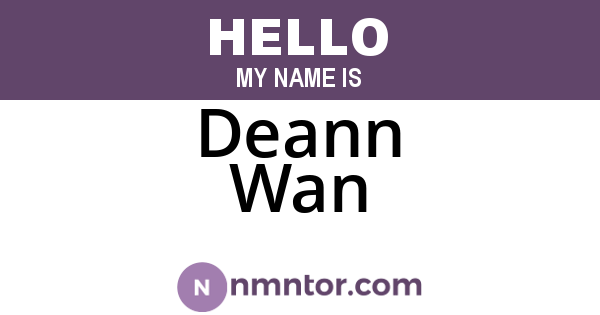 Deann Wan