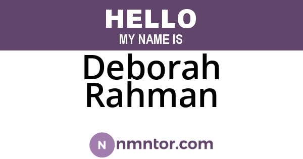 Deborah Rahman