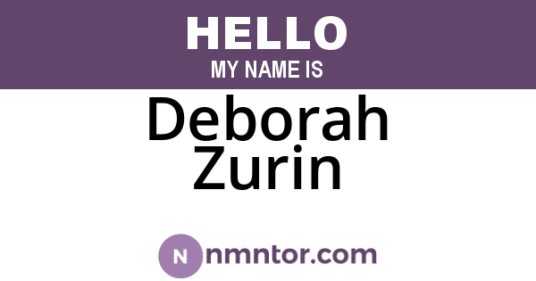 Deborah Zurin