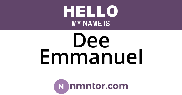 Dee Emmanuel
