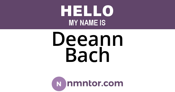Deeann Bach