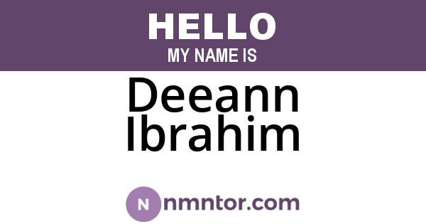 Deeann Ibrahim