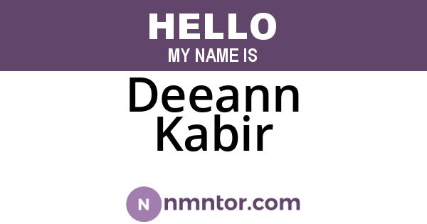 Deeann Kabir