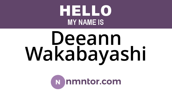 Deeann Wakabayashi