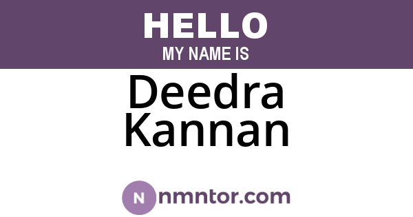 Deedra Kannan