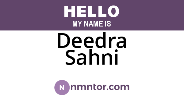 Deedra Sahni