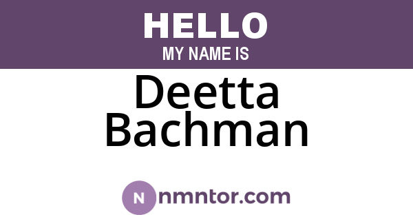Deetta Bachman