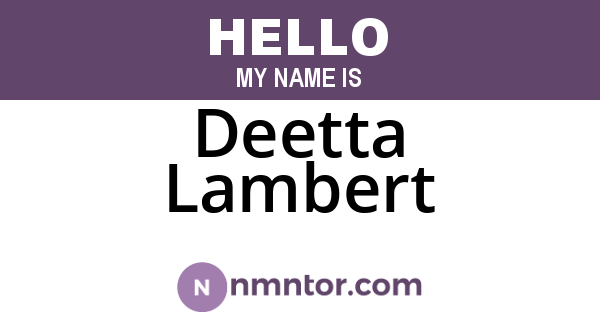 Deetta Lambert