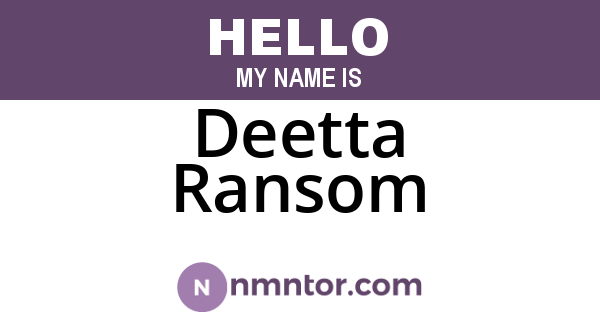 Deetta Ransom