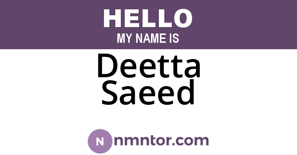 Deetta Saeed