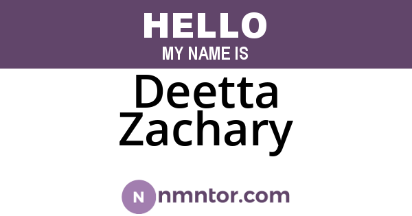 Deetta Zachary