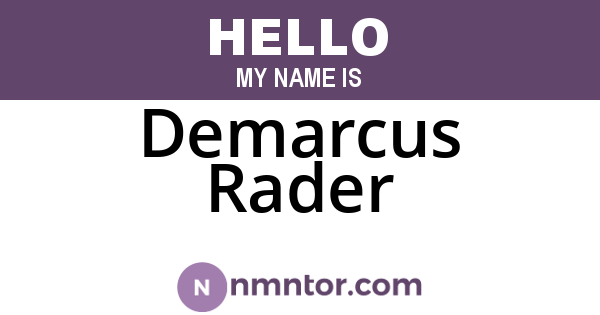 Demarcus Rader