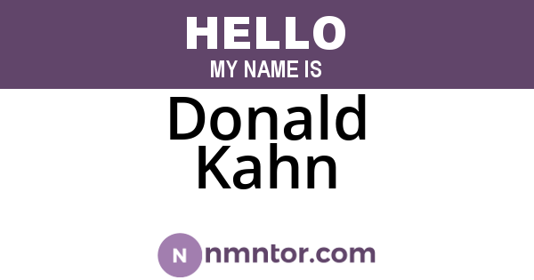 Donald Kahn