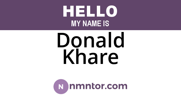 Donald Khare