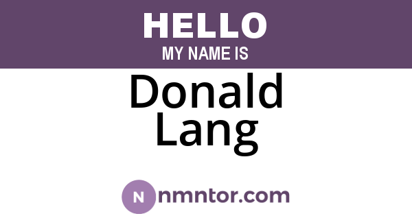 Donald Lang