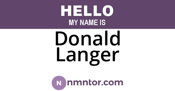 Donald Langer