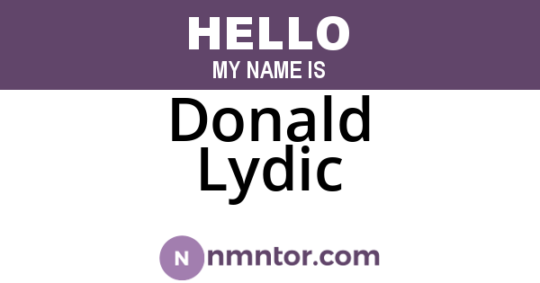 Donald Lydic