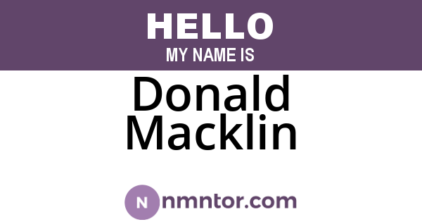 Donald Macklin