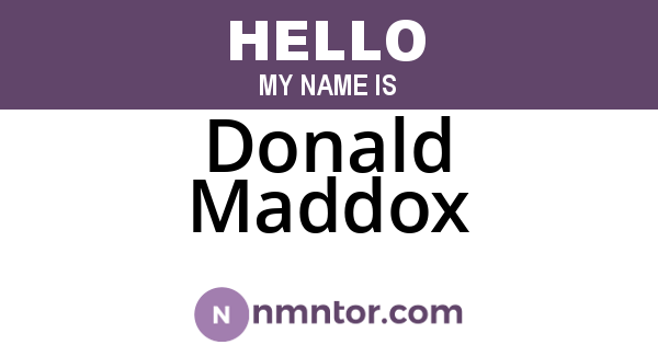 Donald Maddox