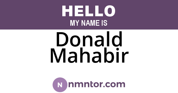 Donald Mahabir