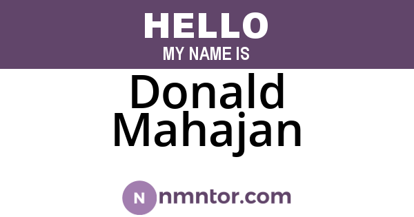Donald Mahajan
