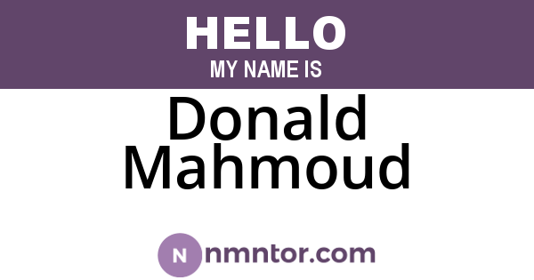 Donald Mahmoud