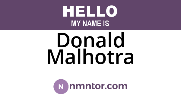 Donald Malhotra