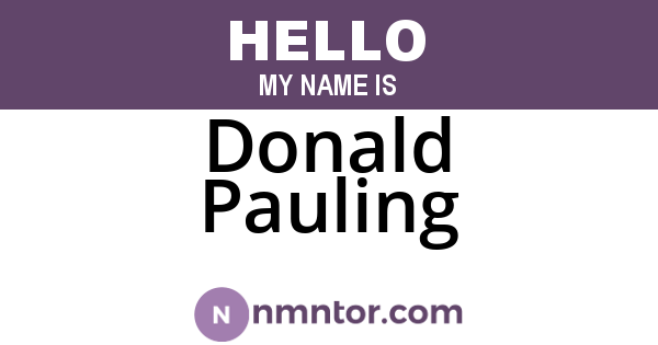 Donald Pauling