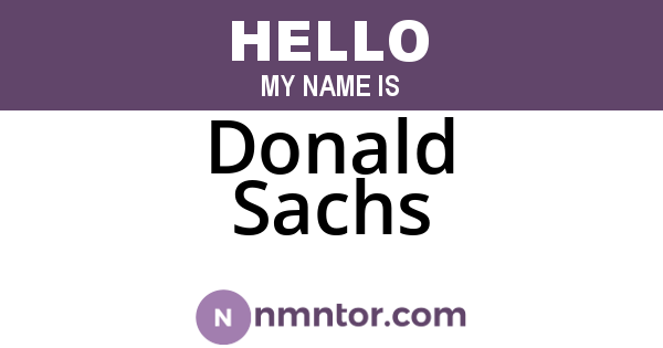 Donald Sachs