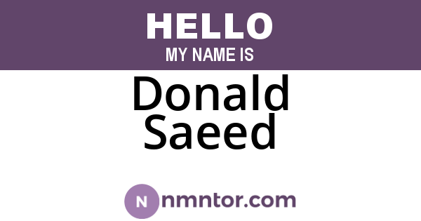 Donald Saeed