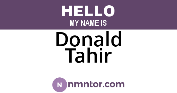 Donald Tahir