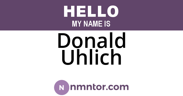 Donald Uhlich