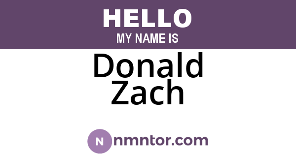 Donald Zach