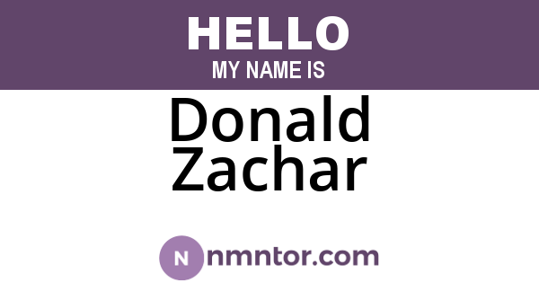 Donald Zachar