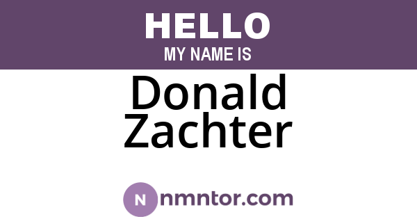 Donald Zachter