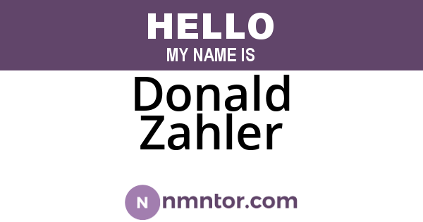 Donald Zahler