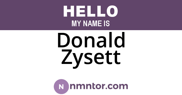 Donald Zysett