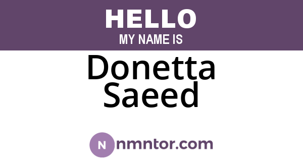 Donetta Saeed