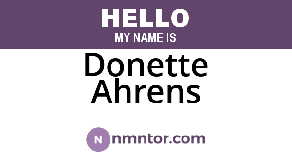 Donette Ahrens