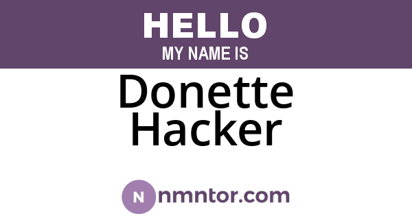 Donette Hacker